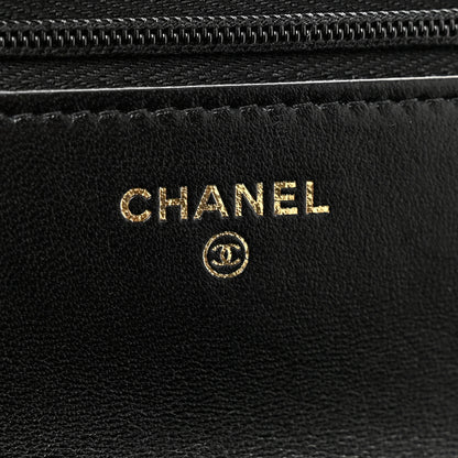 Chanel Lambskin Quilted Logo WOC Wallet On Chain Black 6 of 14