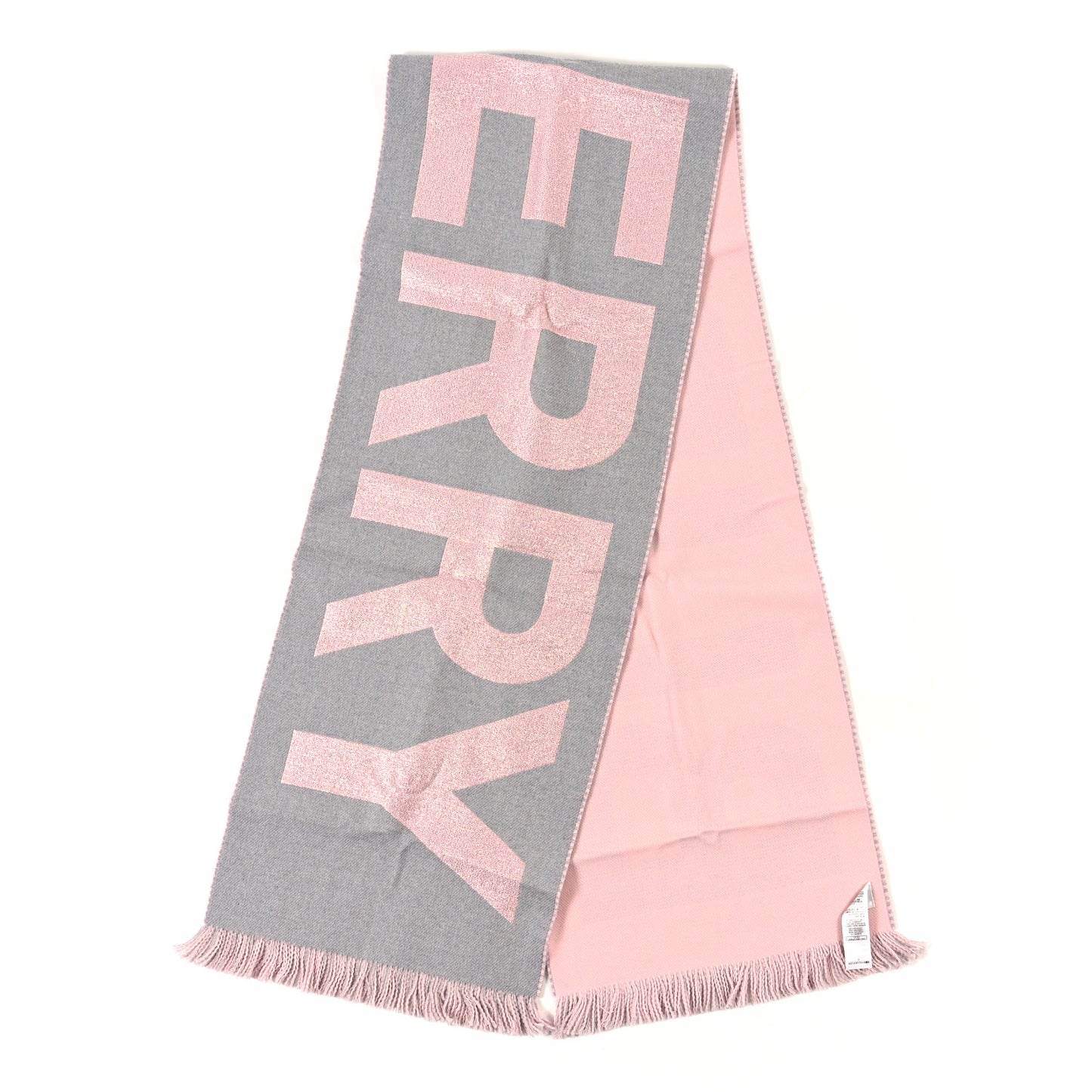 Wool Jacquard Logo Scarf Grey Pink