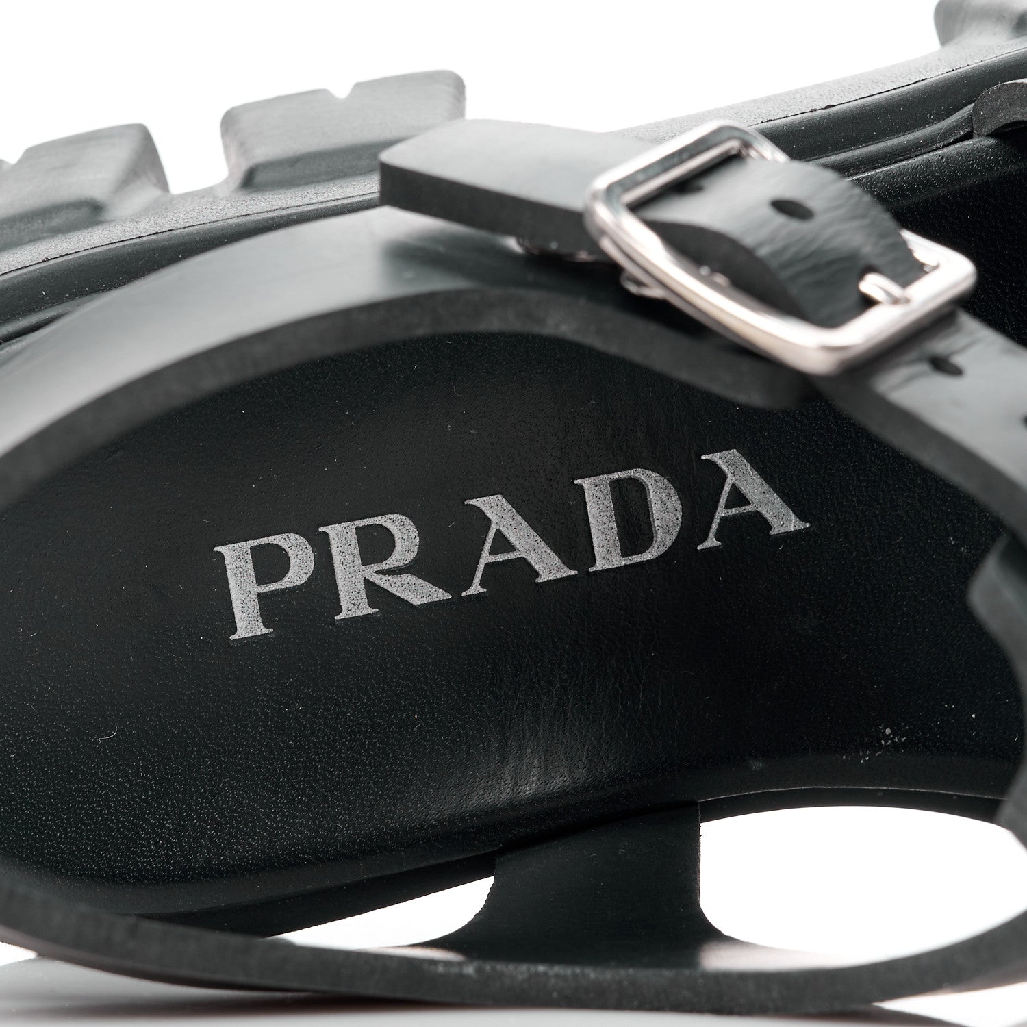 Prada Foam Rubber Triangle Logo Monolith 55mm Cage Sandals 36 Black 7 of 11