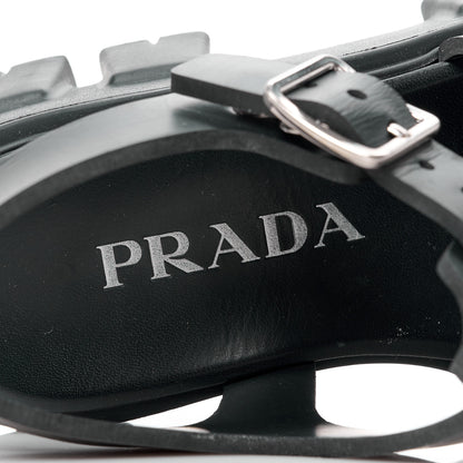 Prada Foam Rubber Triangle Logo Monolith 55mm Cage Sandals 36 Black 7 of 11