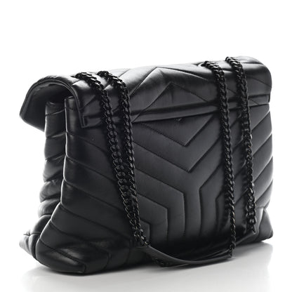 Saint Laurent Calfskin Y Quilted Monogram Medium Loulou Chain Satchel Black 3 of 8