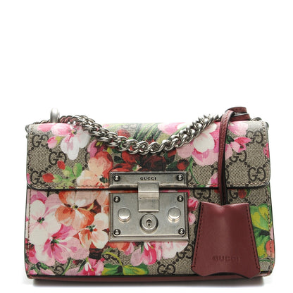 Gucci GG Supreme Monogram Blooms Small Padlock Shoulder Bag Beige Multicolor Dry Rose 1 of 7