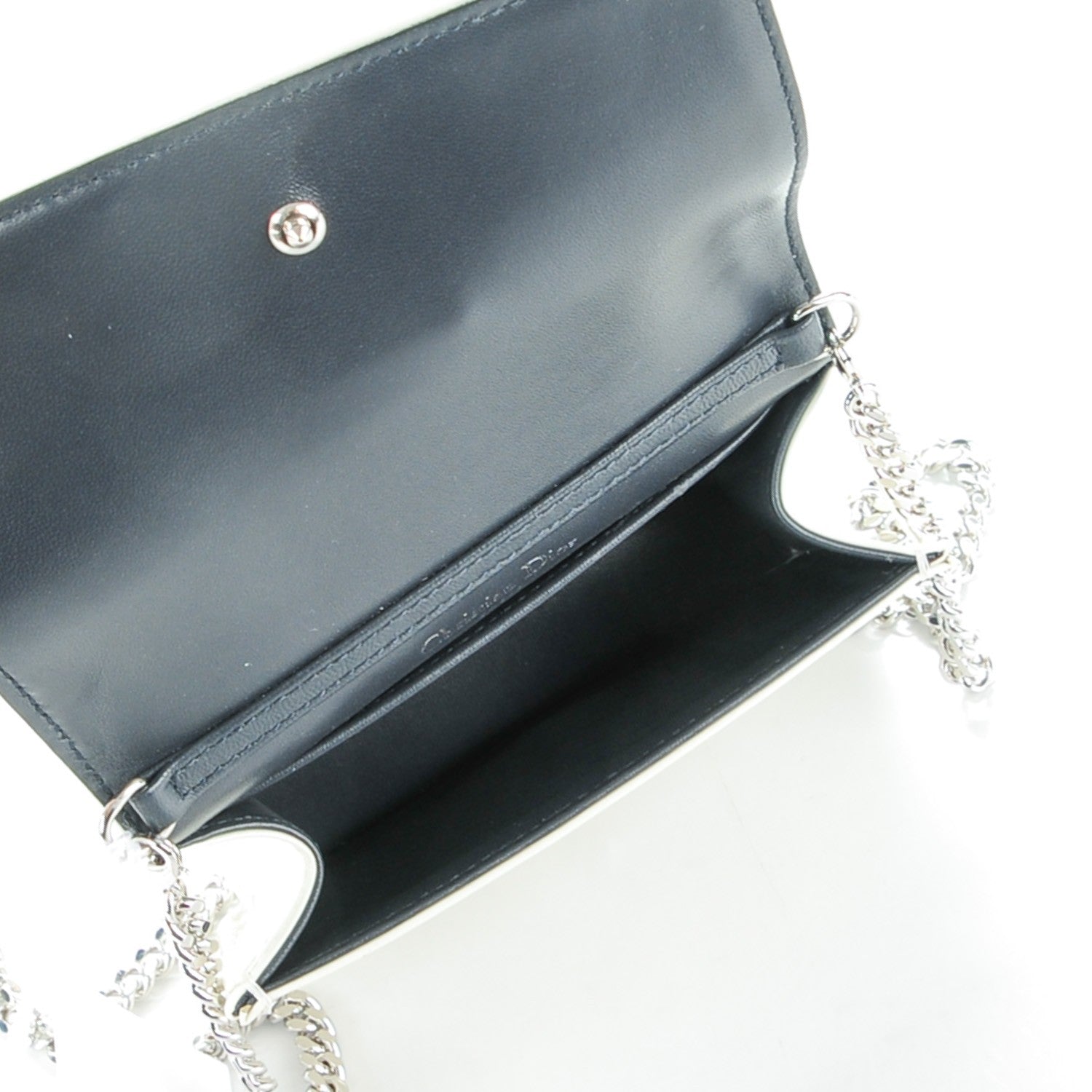 Christian Dior Metallic Patent Micro-Cannage Baby Diorama Flap Bag White 5 of 7