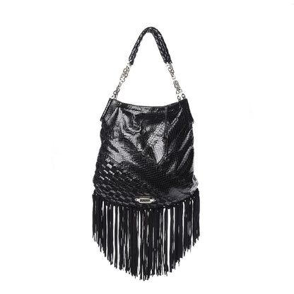 Jimmy Choo Python Suede Fringe Tatum Shopper Tote Black 1 of 8