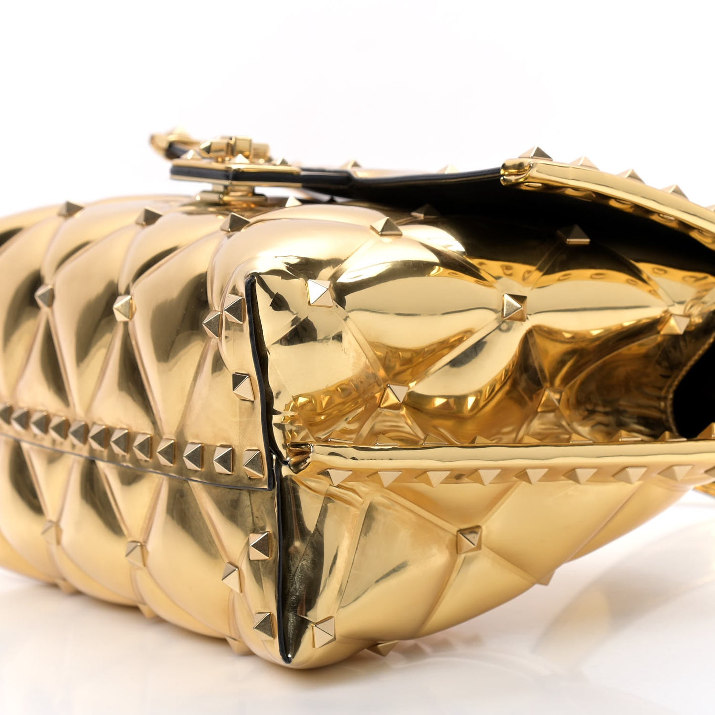 Metallic PVC Candystud Top Handle Bag Gold
