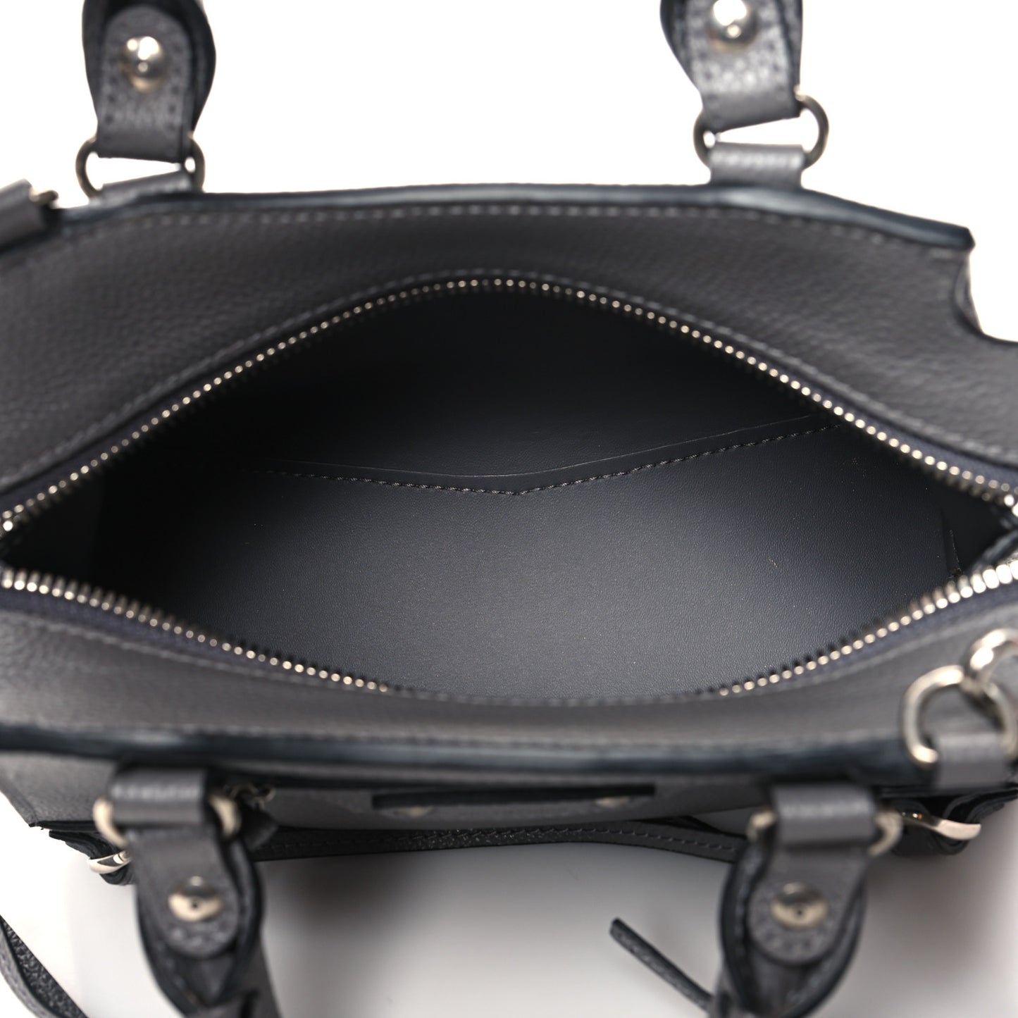 Grained Calfskin Neo Classic Silver Hardware Mini City Dark Grey