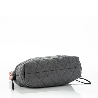 Chanel Grosgrain Denim Quilted Drawstring Tote Blue 4 of 7