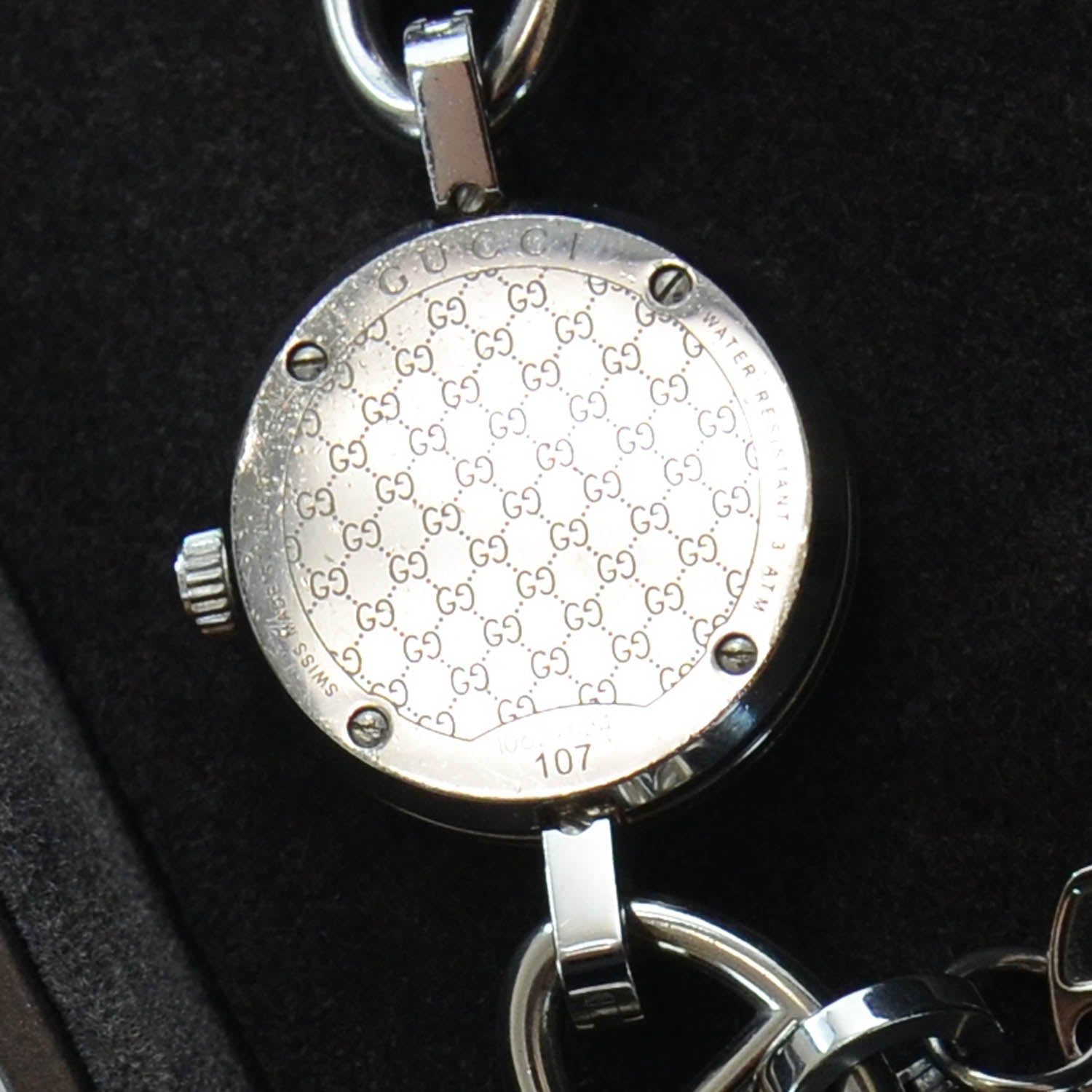 Gucci Stainless Steel 22mm G Charms Quartz Watch Black 6 of 7