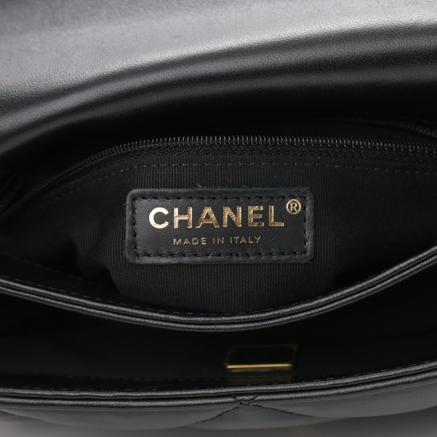 Lambskin Quilted Chain Top Handle Flap Black