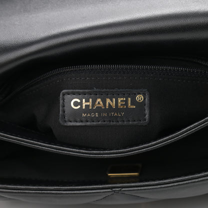 Chanel Lambskin Quilted Chain Top Handle Flap Black 5 of 9