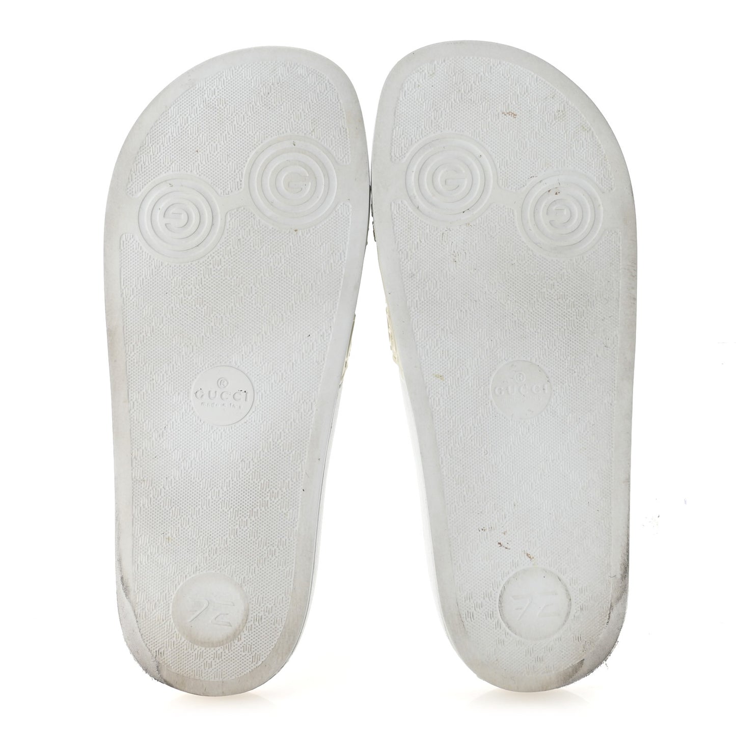 Rubber GG Monogram Perforated Womens Slide Sandals 38 Great White