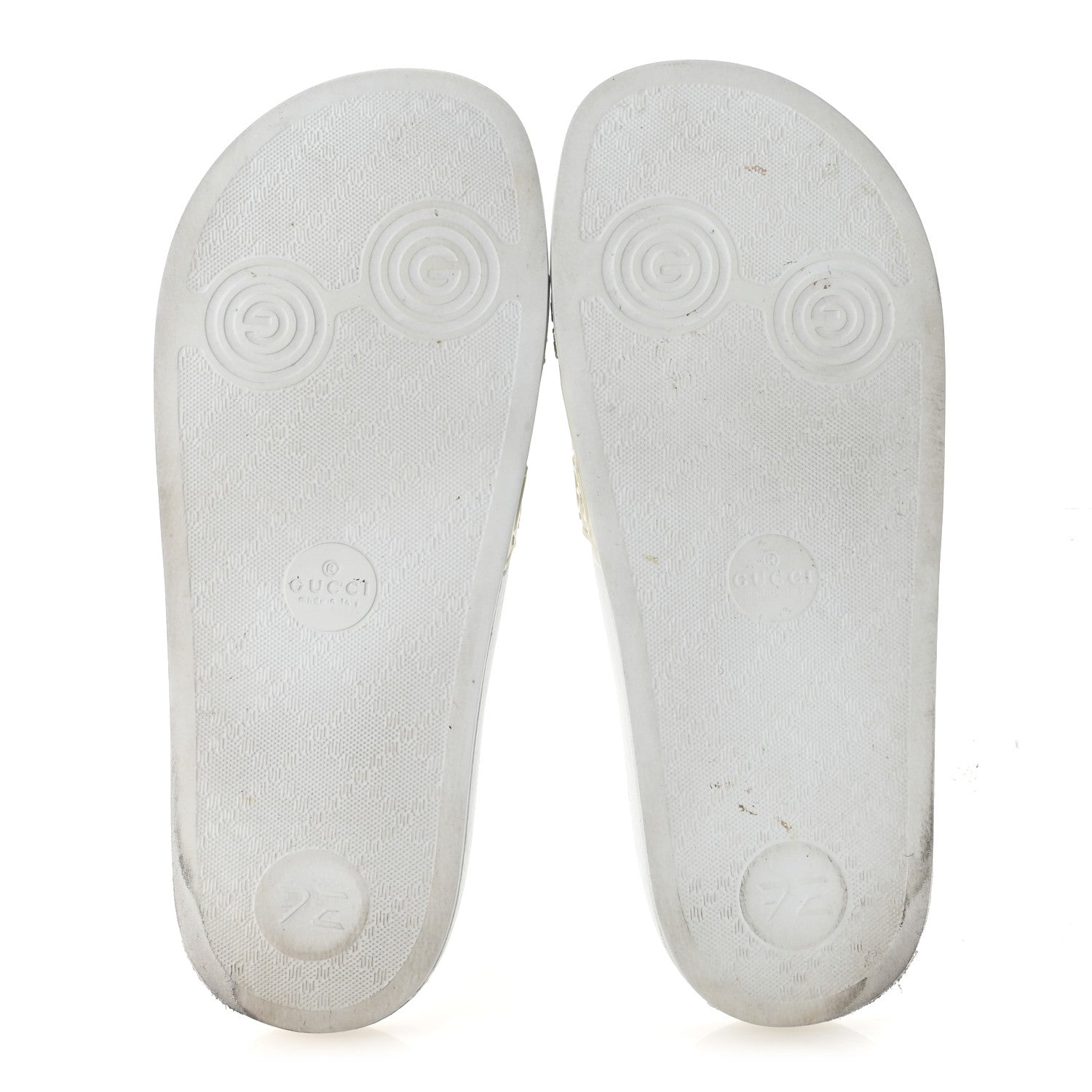 Gucci Rubber GG Monogram Perforated Womens Slide Sandals 38 Great White 6 of 7