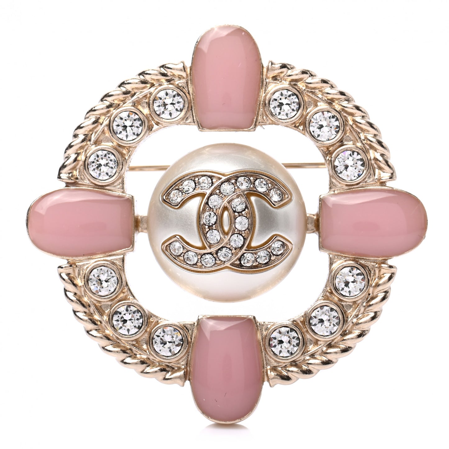 Baguette Crystal Resin CC Brooch Gold Pink