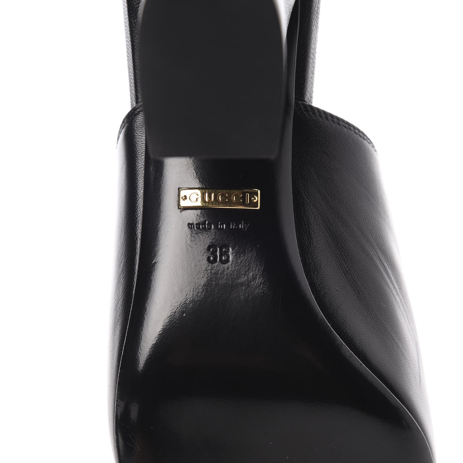 Gucci Malaga Kid Horsebit Princetown Mid Heel Mules 38 Black 7 of 9