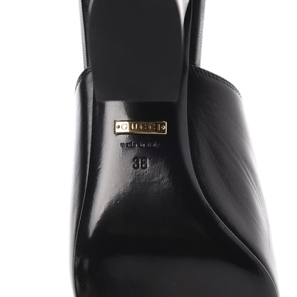 Gucci Malaga Kid Horsebit Princetown Mid Heel Mules 38 Black 7 of 9