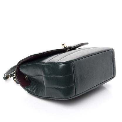 Chanel Shiny Lambskin Quilted Small Chevron Miroir Dark Green 4 of 10