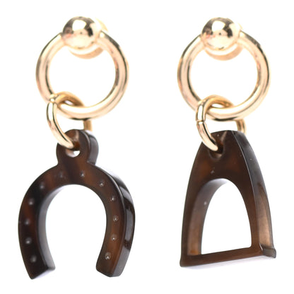 Hermes Permabrass Buffalo Horn Amulettes Equestre Earrings 1 of 4