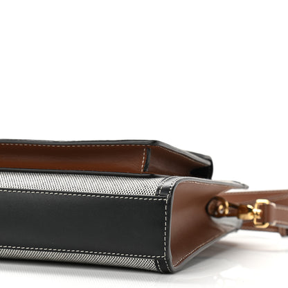 Burberry Smooth Calfskin Canvas Two Tone Mini Pocket Bag Black Tan 9 of 9