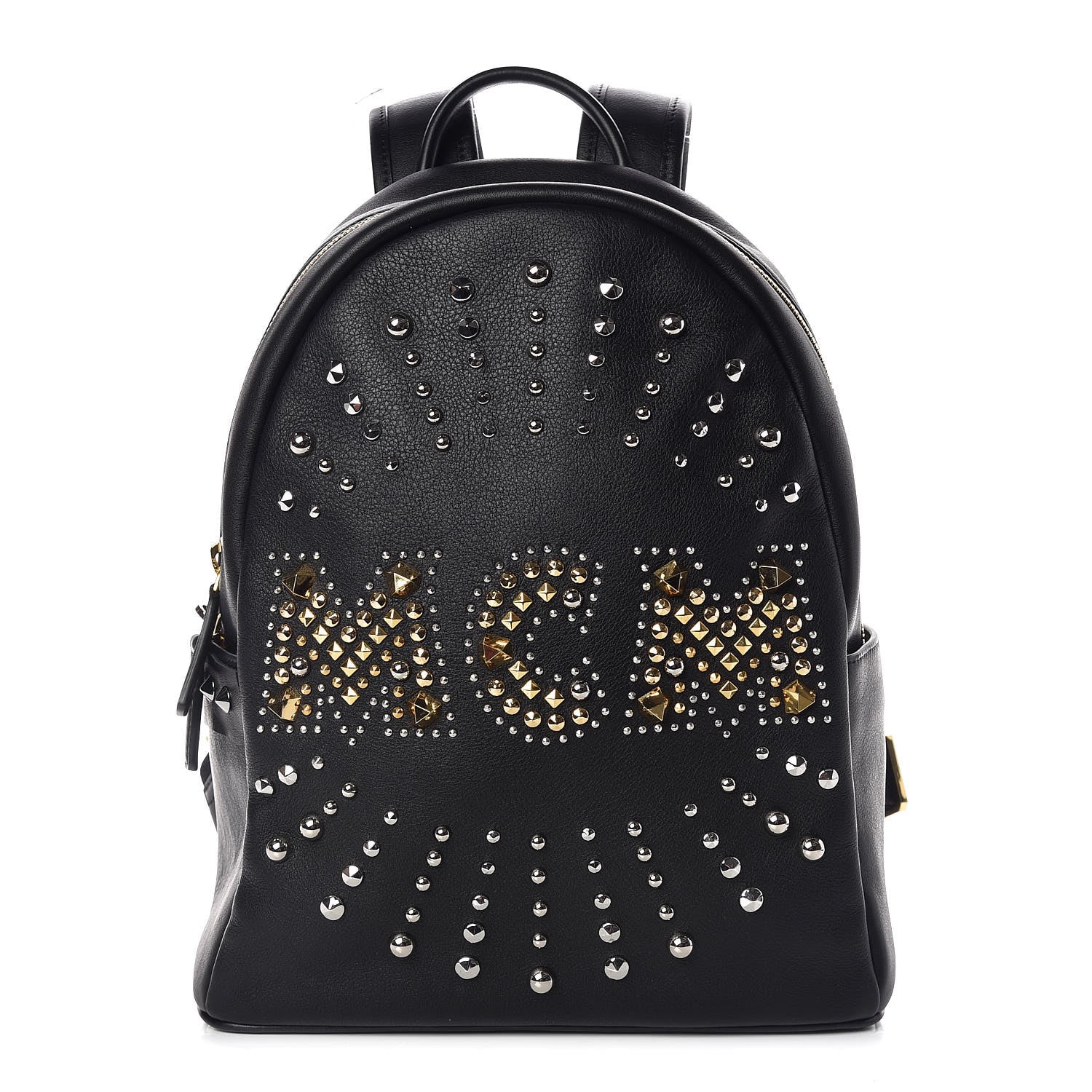 MCM Smooth Calfskin Radial Studded Stark Small Backpack Black 374034 ...