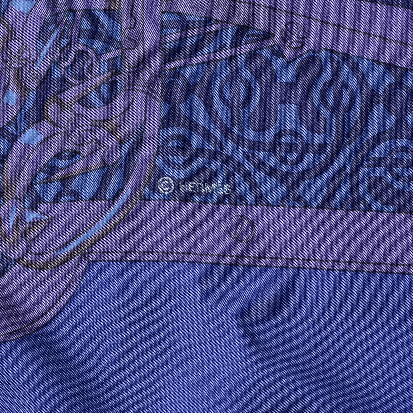 Silk Dip Dyed Mors et Gourmettes Scarf 90 Iris