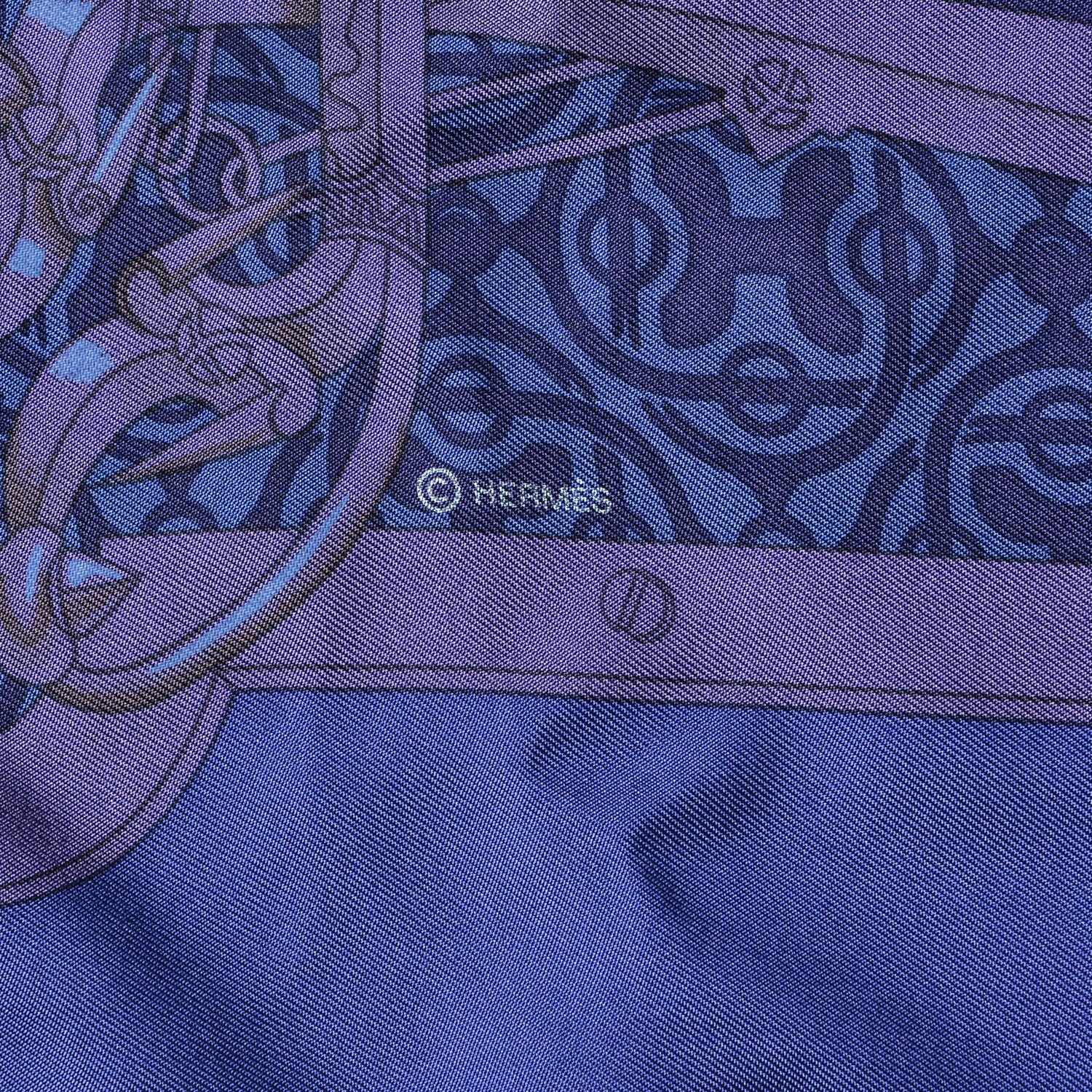 Hermes Silk Dip Dyed Mors et Gourmettes Scarf 90 Iris 3 of 5