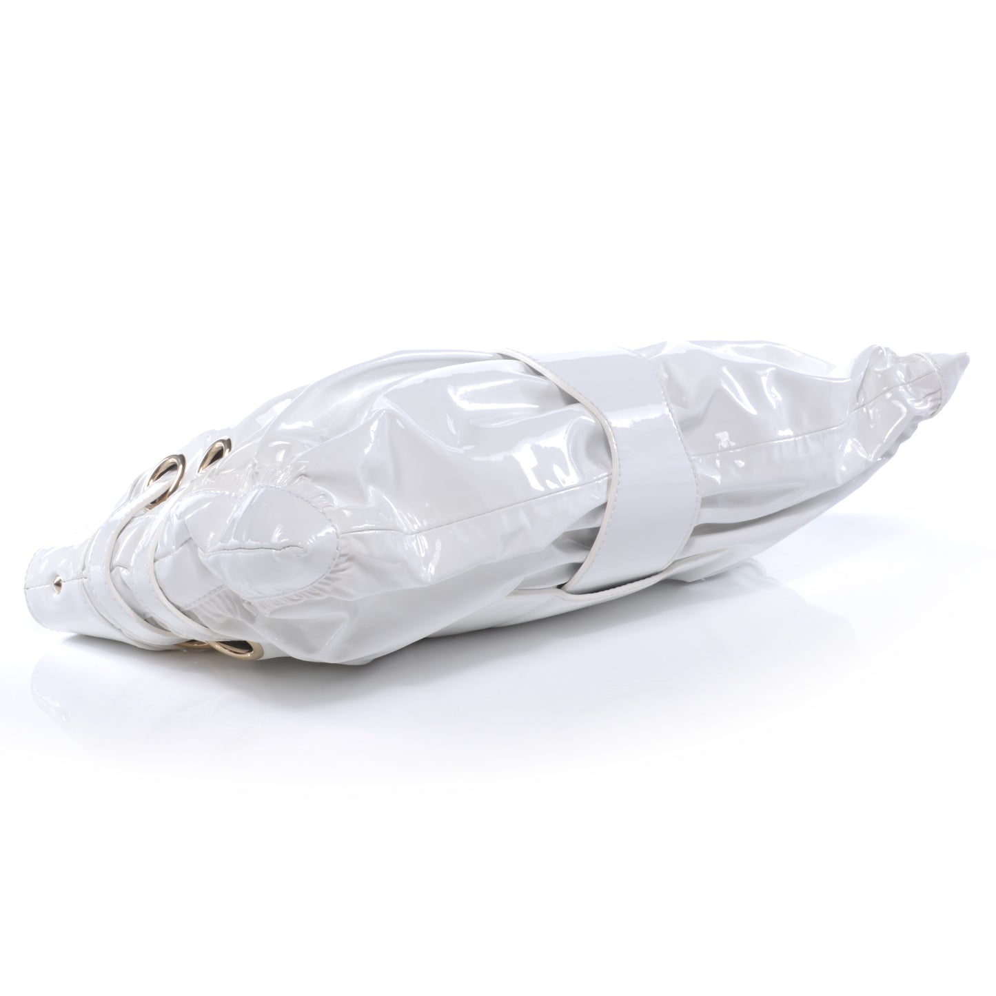 Patent Convertible Rio Oversized Clutch White