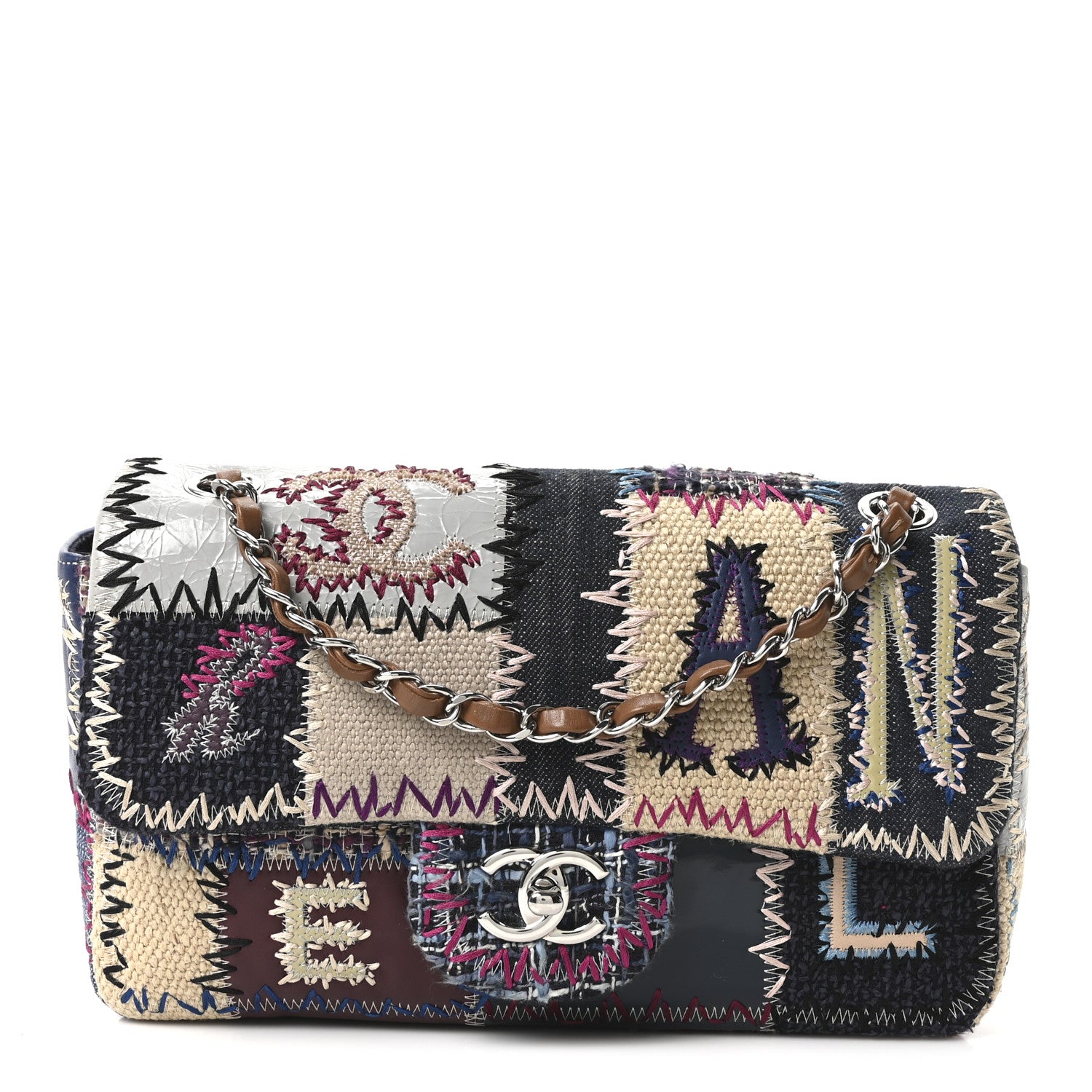 Chanel Denim Tweed Patchwork Medium Single Flap Multicolor 1 of 9