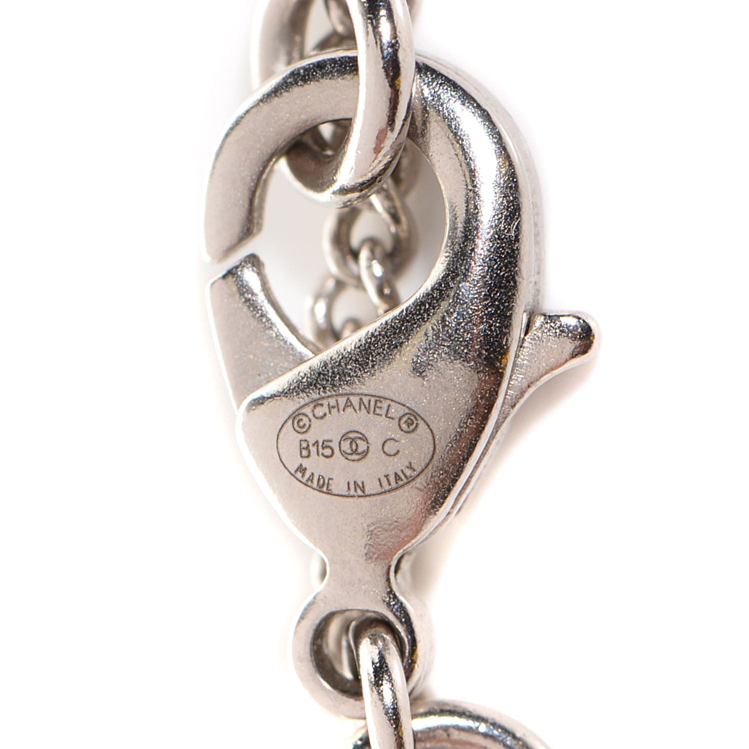 Chanel Crystal Baguette CC Necklace Silver 4 of 4