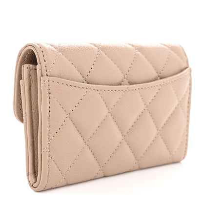 Chanel Caviar Quilted Flap Card Holder Wallet Dark Beige 3 of 8