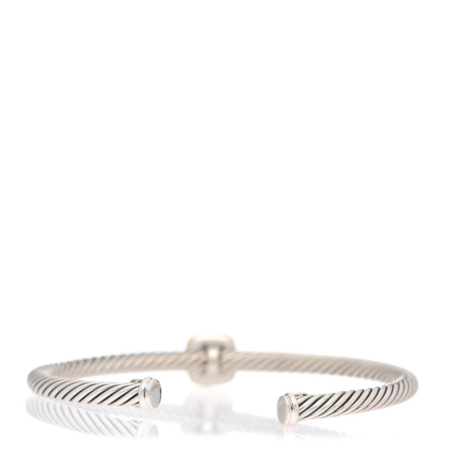 Sterling Silver 18K Yellow Gold Diamond 4mm Cable Classics Station Bracelet
