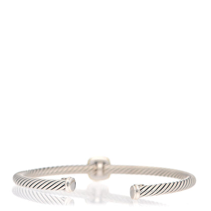 David Yurman Sterling Silver 18K Yellow Gold Diamond 4mm Cable Classics Station Bracelet 3 of 4