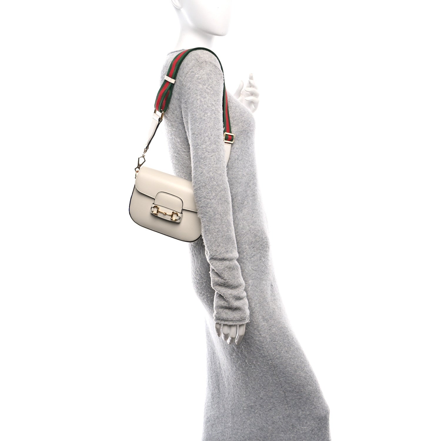 Gucci Azalea Calfskin Web Mini Horsebit 1955 Shoulder Bag Mystic White 2 of 10