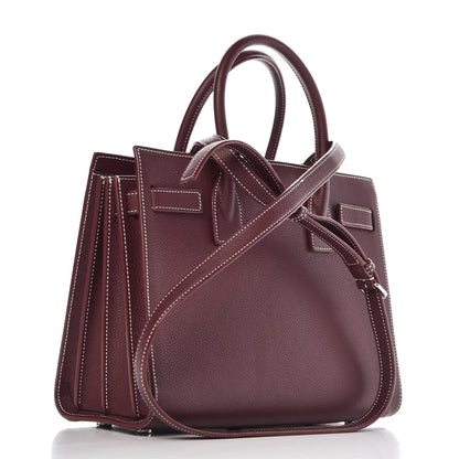 Saint Laurent Grained Calfskin Topstich Baby Sac De Jour Rouge Legion 4 of 9