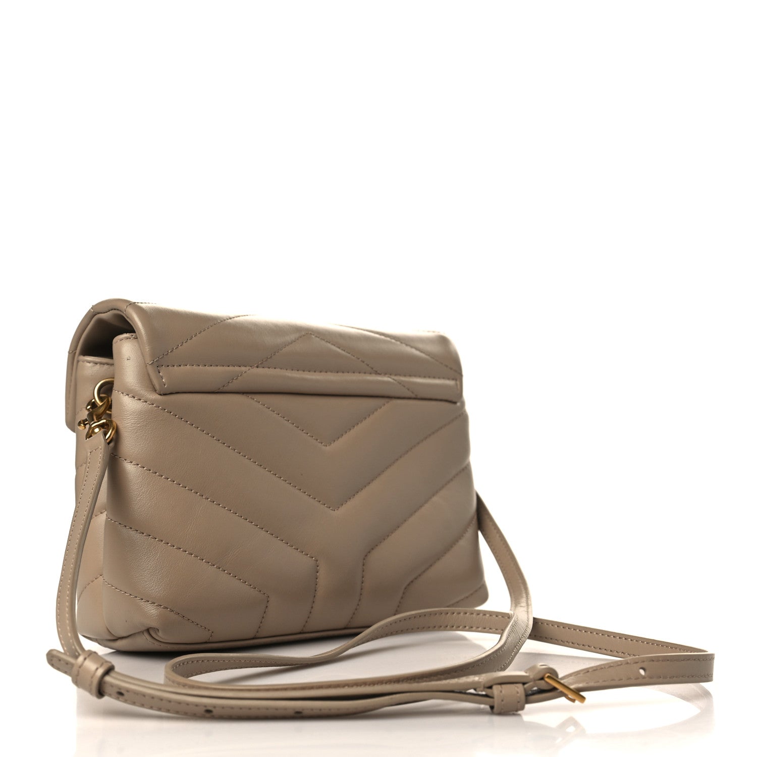 Saint Laurent Calfskin Y Quilted Monogram Toy Loulou Crossbody Bag Dark Beige 3 of 9