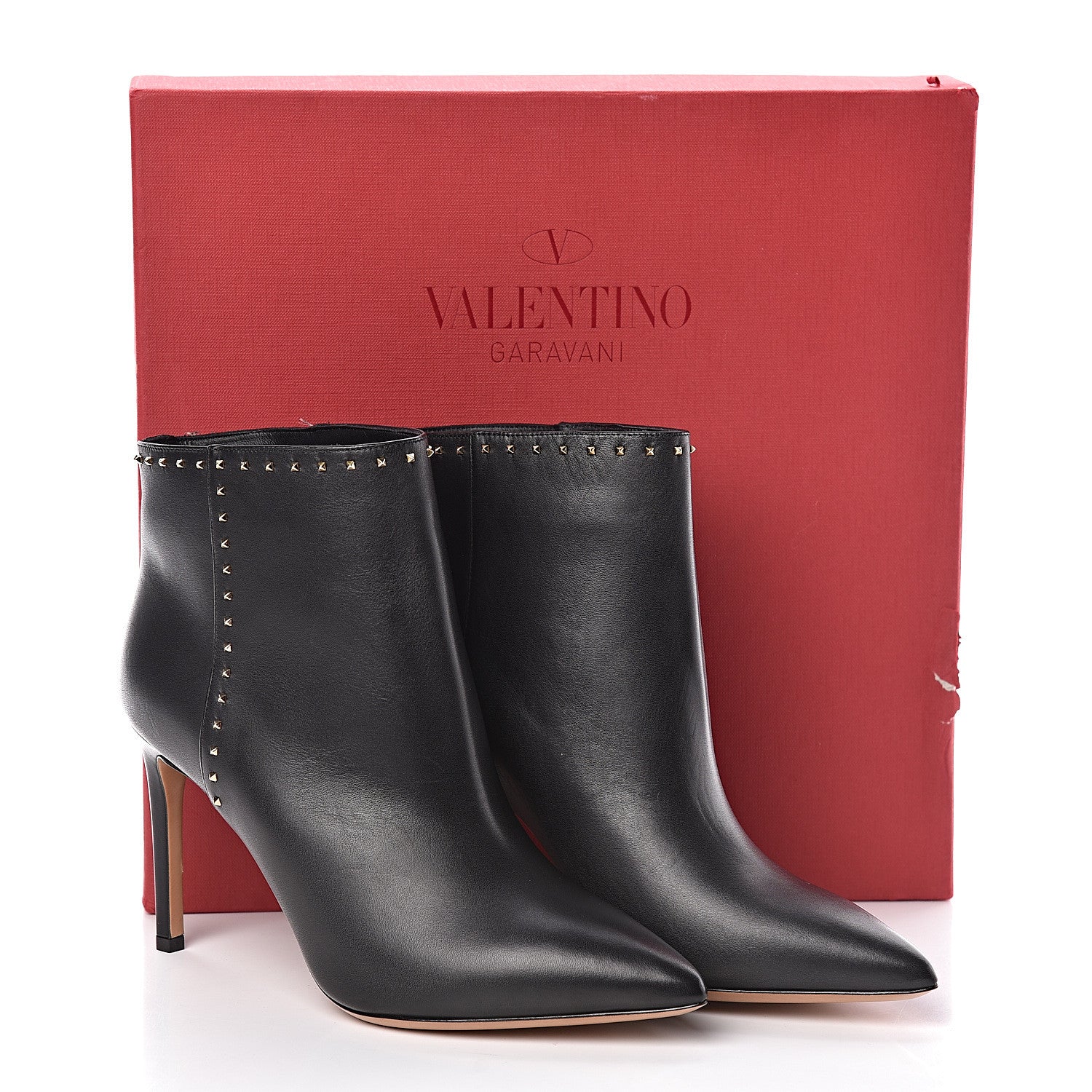 Valentino Garavani Calfskin Lovestud Ankle Boots 38 Black 9 of 9