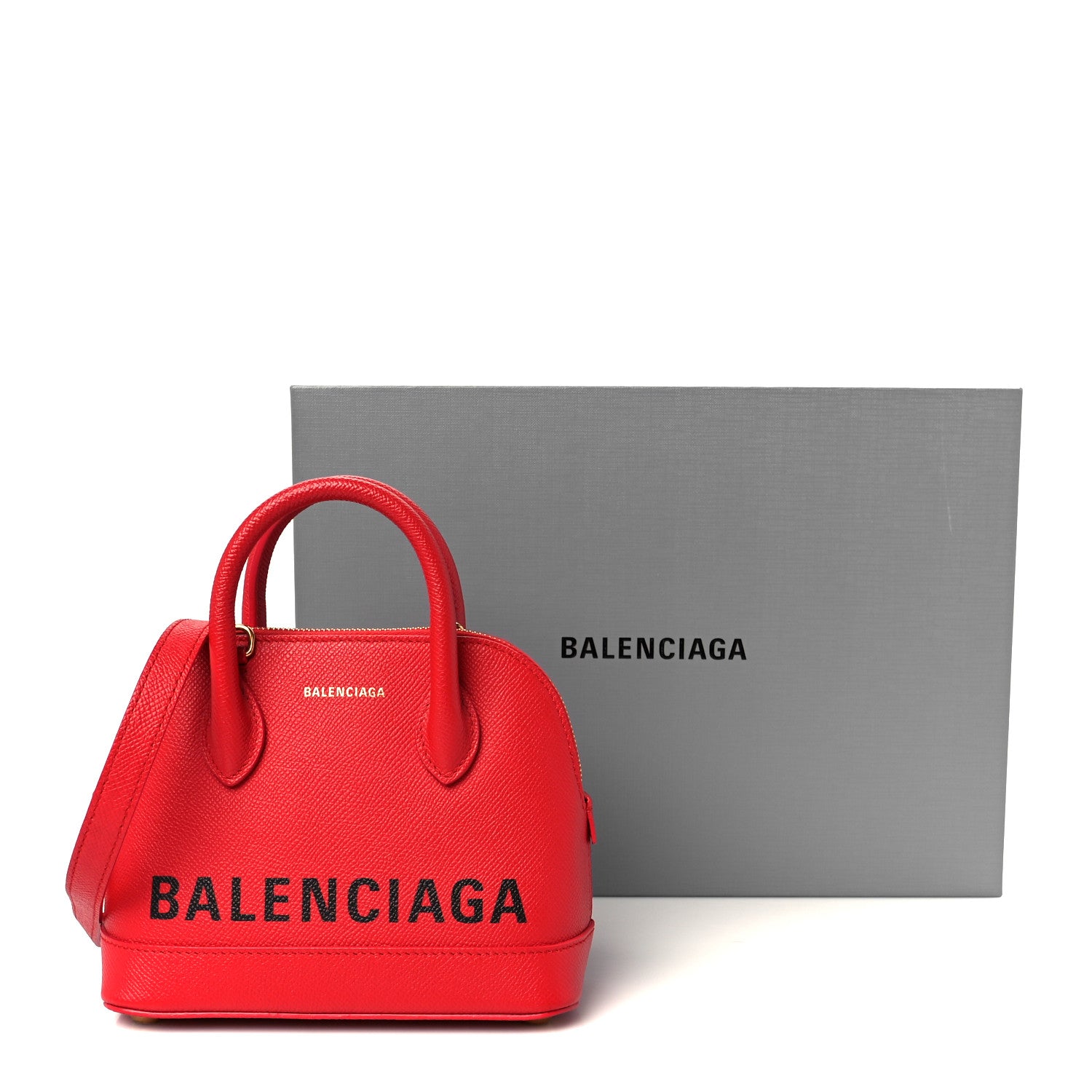 Balenciaga Signature Grained Calfskin Logo XXS Ville Top Handle Bag Rouge Coquelicot Black 11 of 11