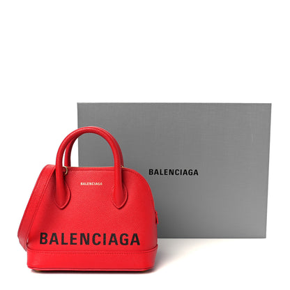 Balenciaga Signature Grained Calfskin Logo XXS Ville Top Handle Bag Rouge Coquelicot Black 11 of 11