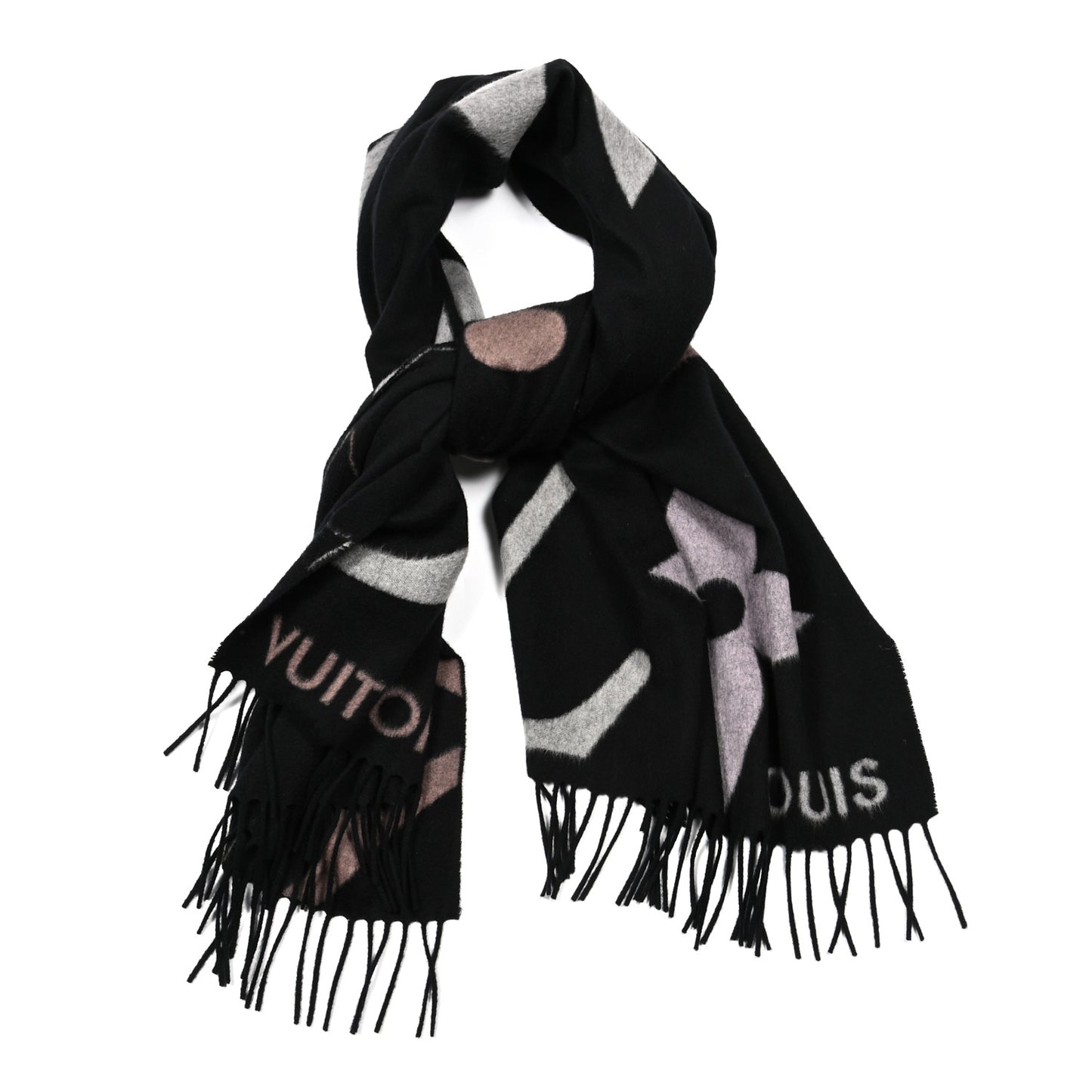Cashmere Wool Monogram Ultimate Scarf Black