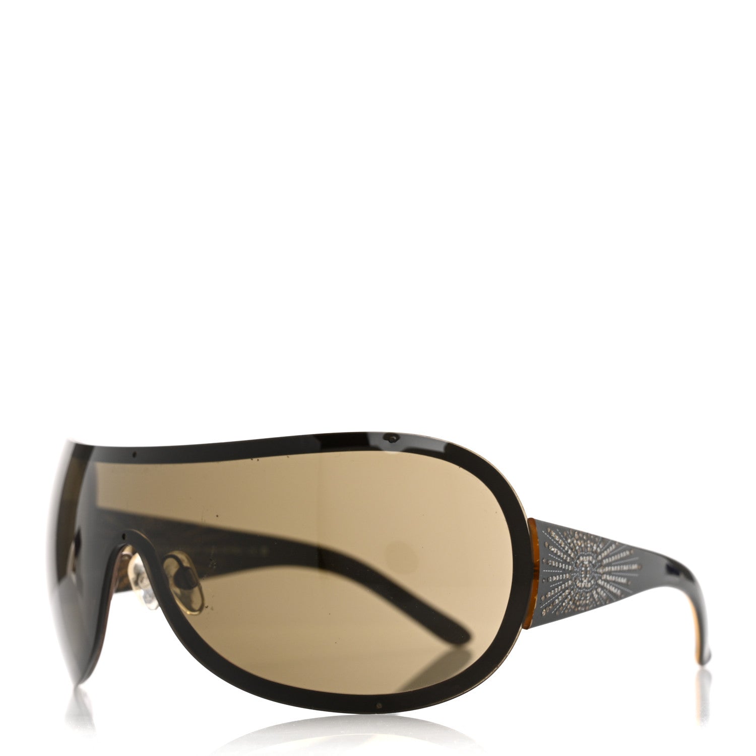 Chanel Shield Crystal CC Logo Sunglasses 4148-B Brown 1 of 8