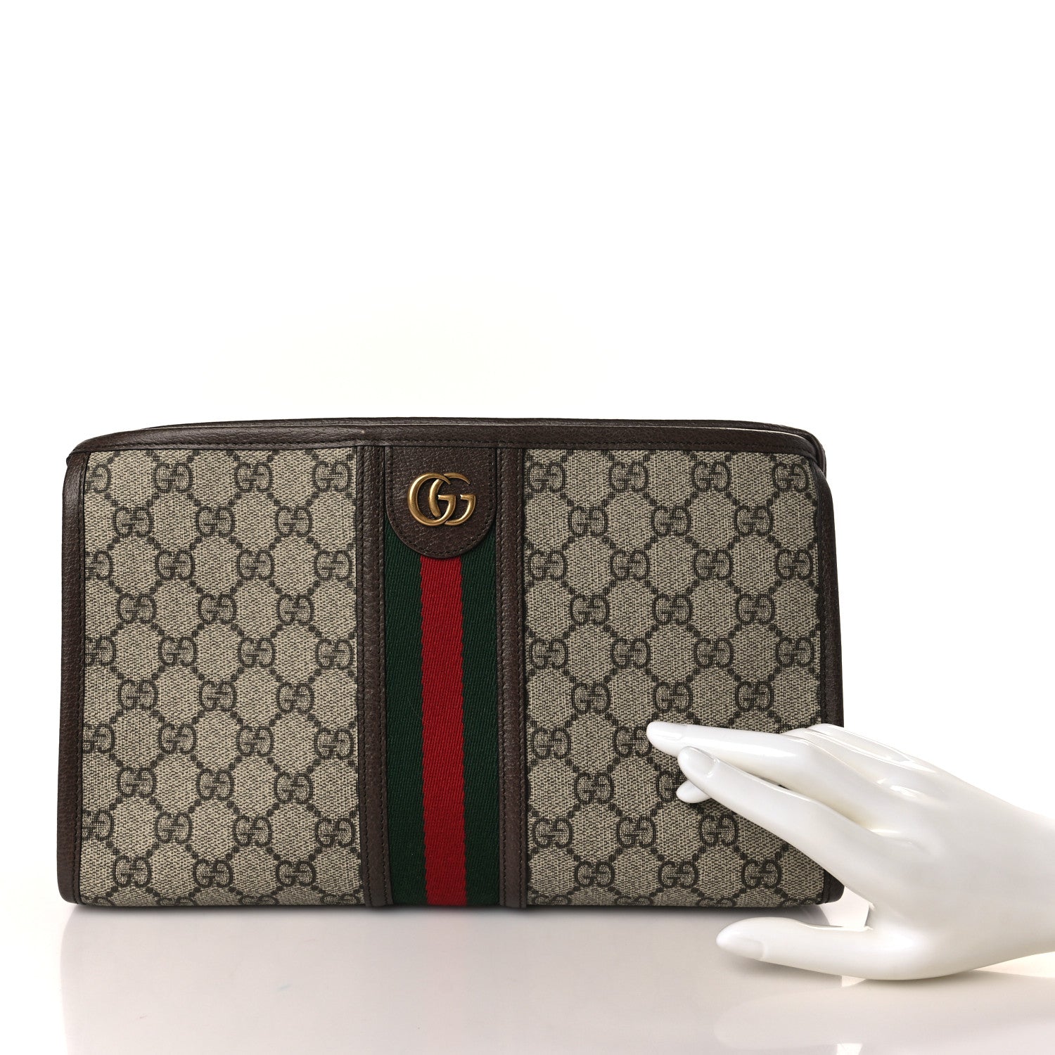 Gucci GG Supreme Monogram Web Ophidia GG Toiletry Case Beige New Acero 2 of 10