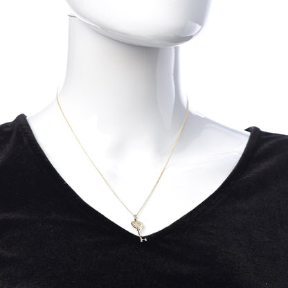 Tiffany 18K Yellow Gold Mini Heart Key Pendant Necklace 2 of 8