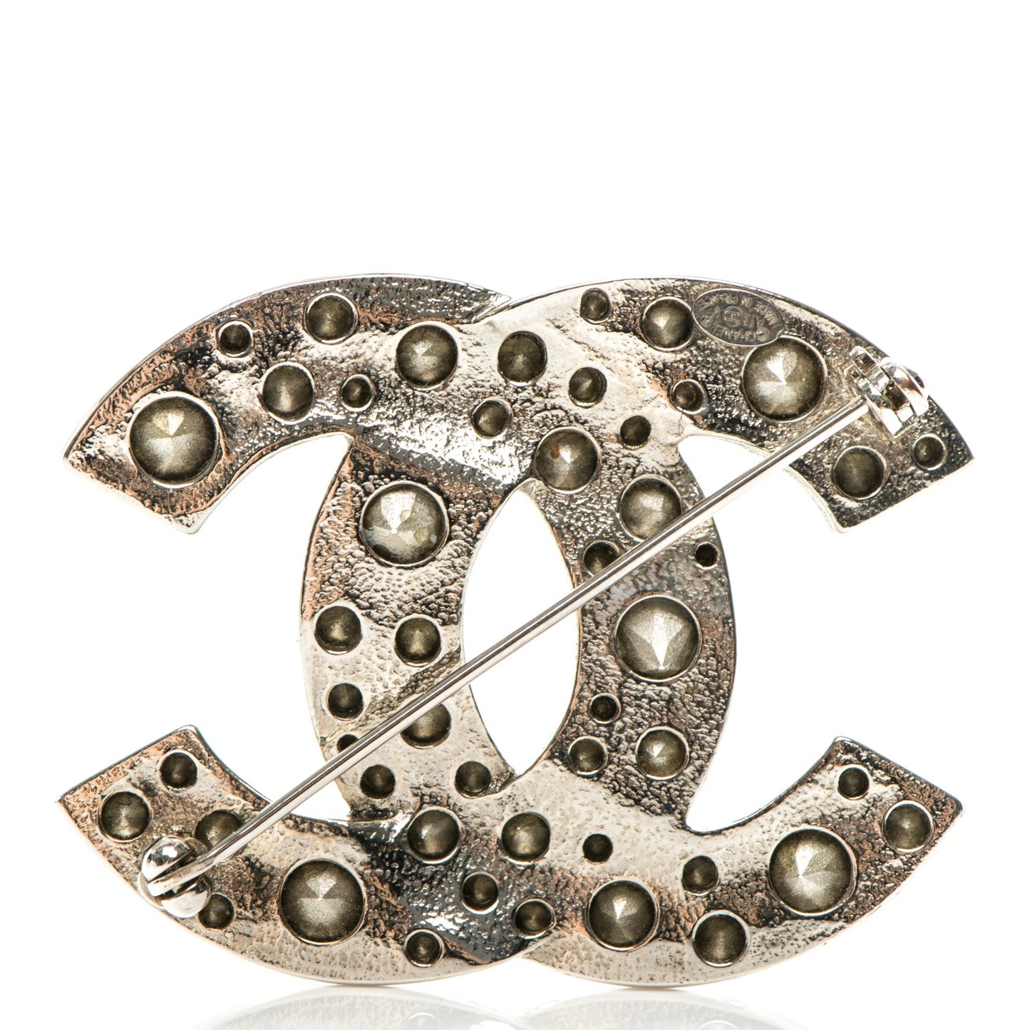 Crystal Large CC Brooch Silver
