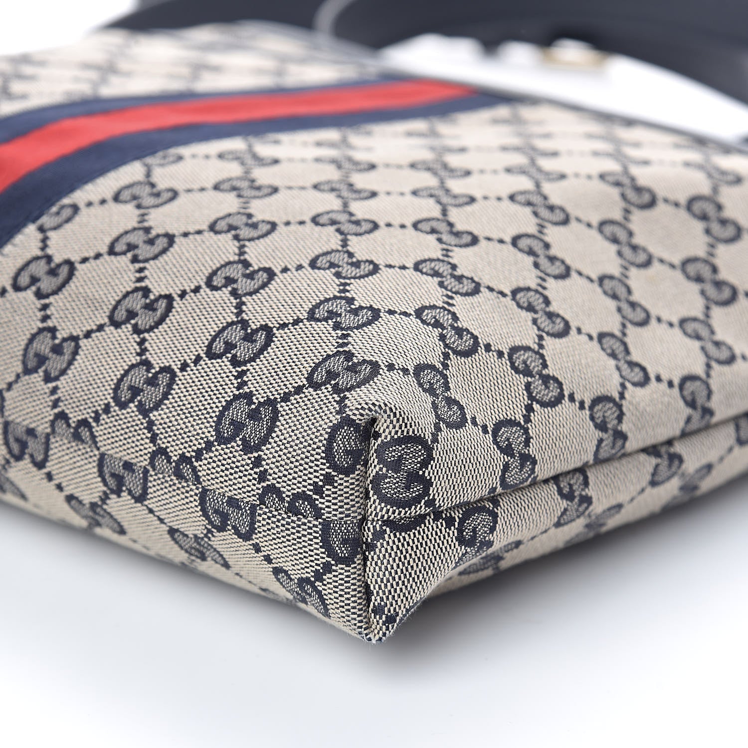 Gucci GG Supreme Monogram Web Flat Messenger Bag Navy 9 of 10