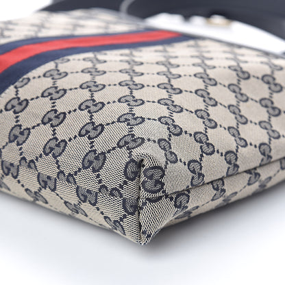 Gucci GG Supreme Monogram Web Flat Messenger Bag Navy 9 of 10