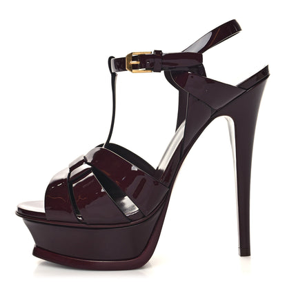 Saint Laurent Patent Tribute 105 Platform Sandals 37 Barolo 1 of 9