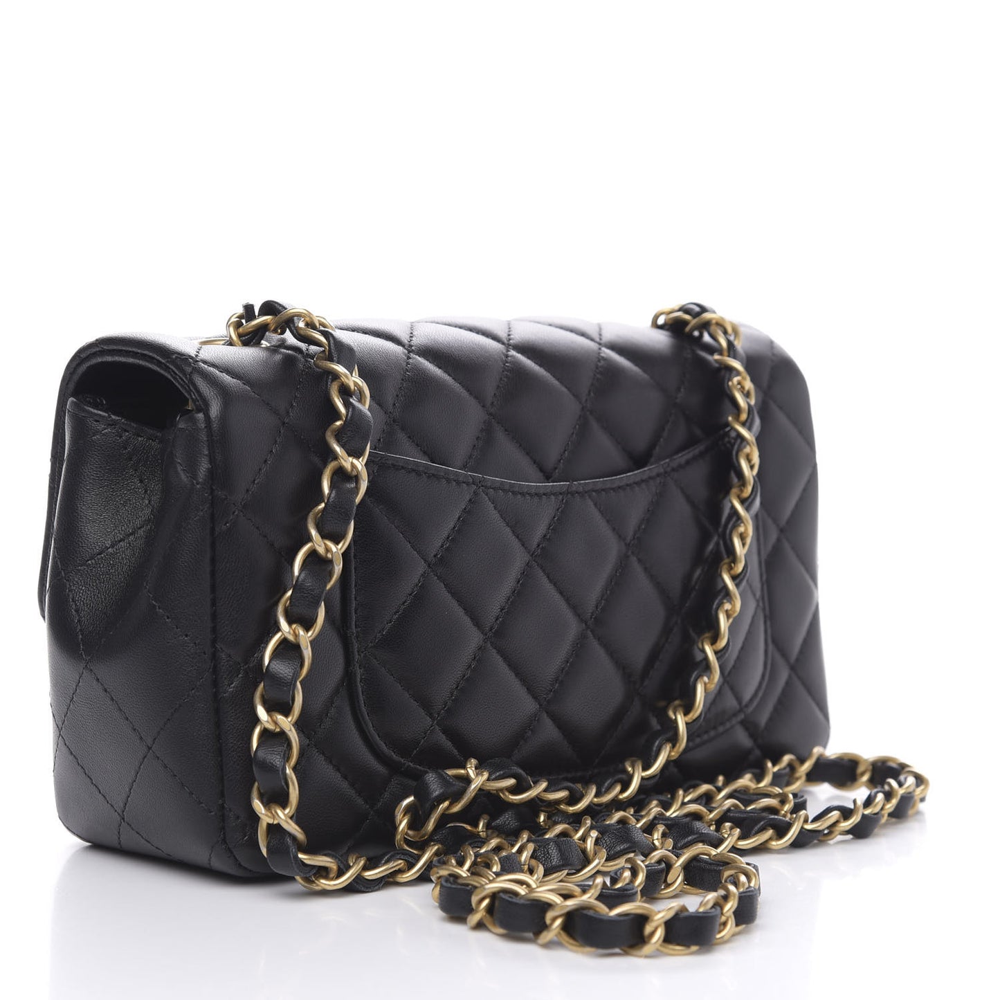 Lambskin Quilted Mini Rectangular Flap Black