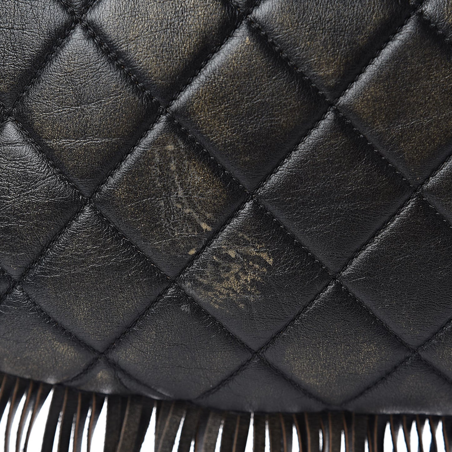 Calfskin Quilted Into The Fringe Hobo Black Gold