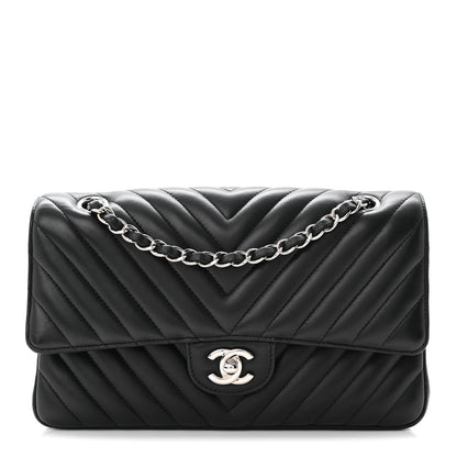 Chanel Lambskin Chevron Quilted Medium Double Flap Black 1 of 10