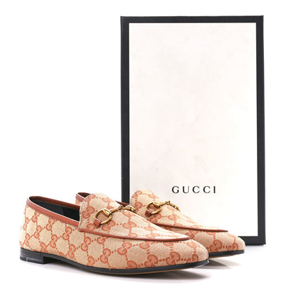 Gucci Canvas GG Monogram Horsebit Womens Jordaan Loafers 38 Beige Ruggine Rust 9 of 9
