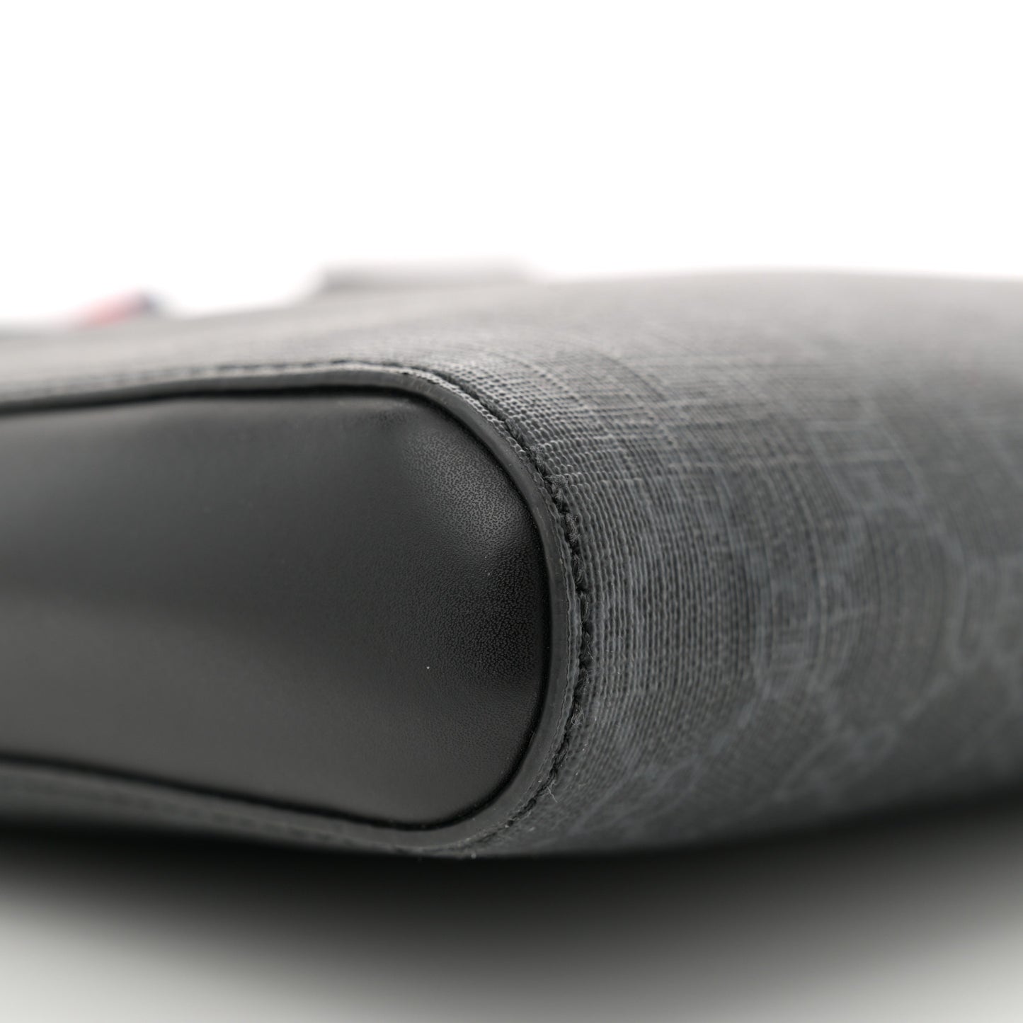 GG Supreme Monogram Appia Calfskin Web Flat Messenger Bag Black Grey